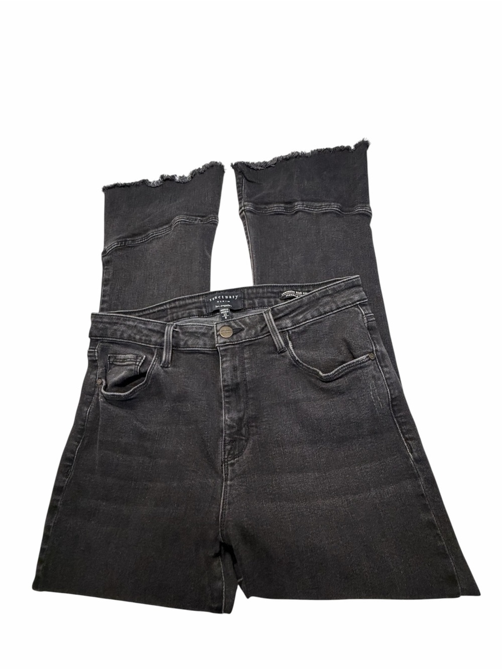 Sanctuary Connector Kick Crop Women's Washed Black Flare Hem Jeans Sz 8 - Picture 7 of 12